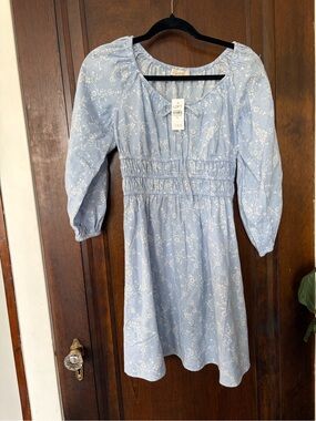 LOFT Pale Blue Floral Dress NWT